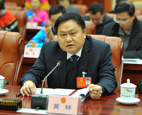 图为黄 林代表发言.