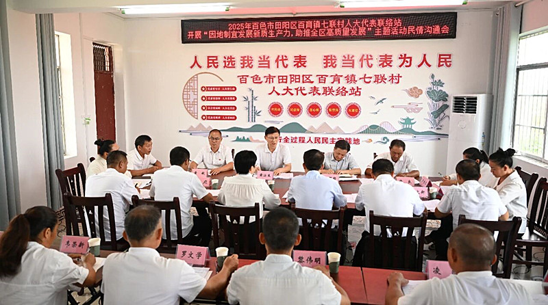 图为黄汝生参加2025年百色市田阳区百育镇七联村人大代表联络站 “因地制宜发展新质生产力，助推全区高质量发展” 主题民情沟通会，广泛听取意见建议。.jpg